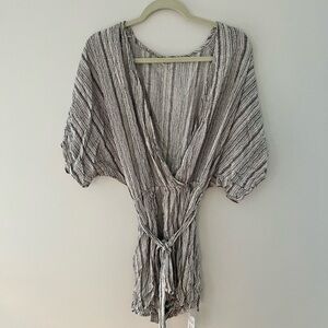 Striped V-Neck Tie-Waist Romper